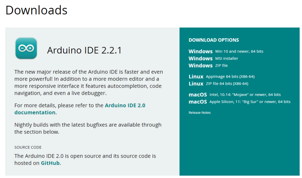 Arduino IDE 2.0官網下載圖片